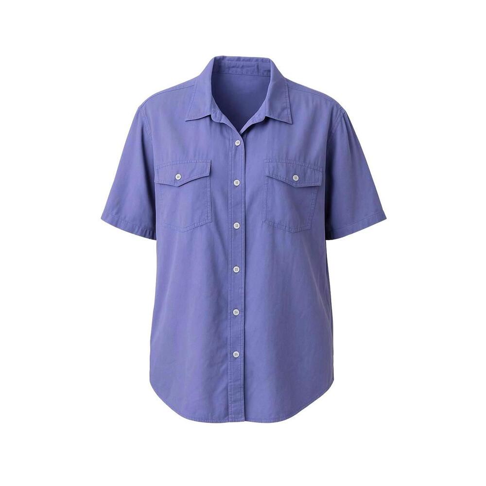 Anna and Frank 100% Silk Button-Front Blouse XL Vintage Lilac Short Sleeve Shirt